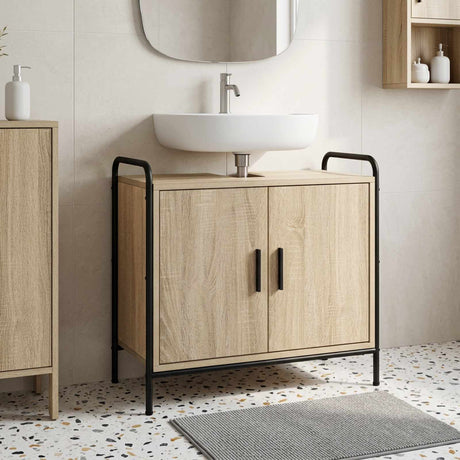 Vidaxl badkamerkast sonoma eiken 65,5 x 34 x 61 cm bewerkt hout