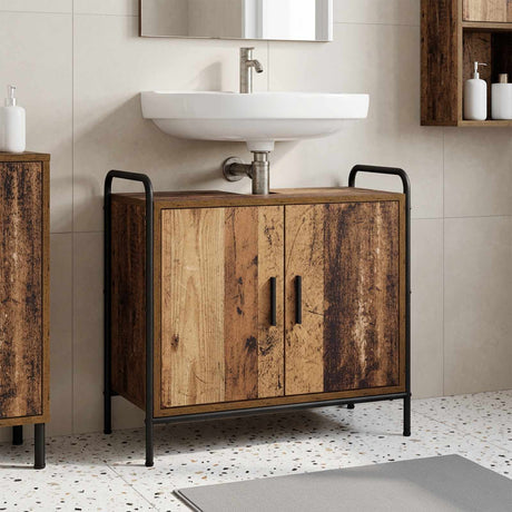 Vidaxl badkamerkast oud hout 65,5 x 34 x 61 cm bewerkt hout