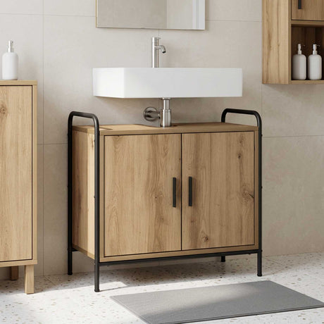 Vidaxl badkamerkast artisanaal eiken 65,5 x 34 x 61 cm bewerkt hout