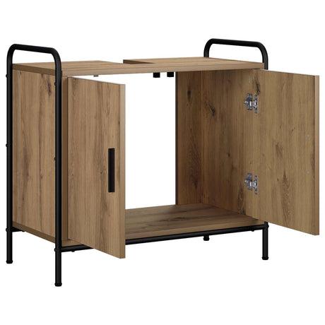 Vidaxl badkamerkast artisanaal eiken 65,5 x 34 x 61 cm bewerkt hout