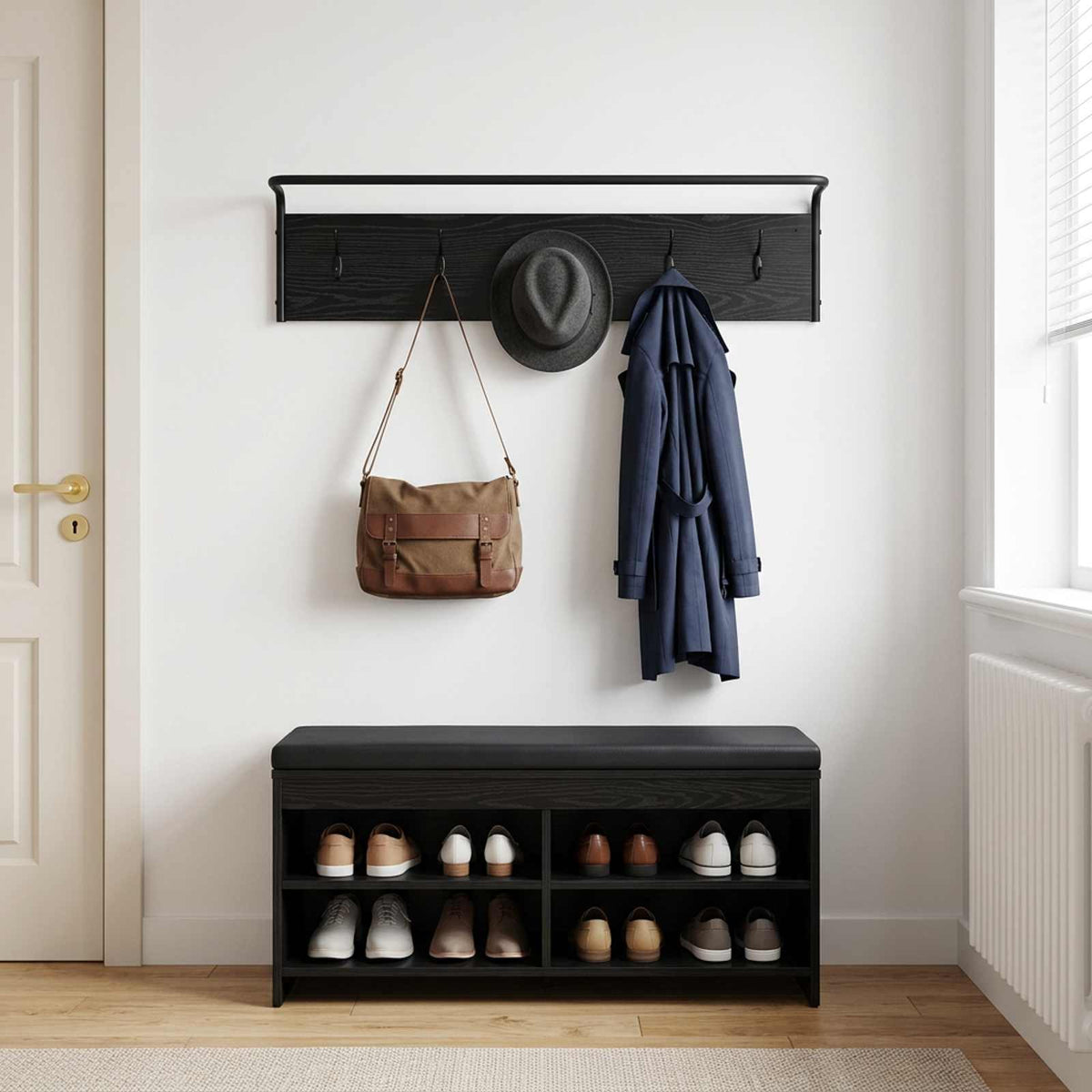 Vidaxl kapstok zwart eiken 100 x 30 x 25 cm bewerkt hout