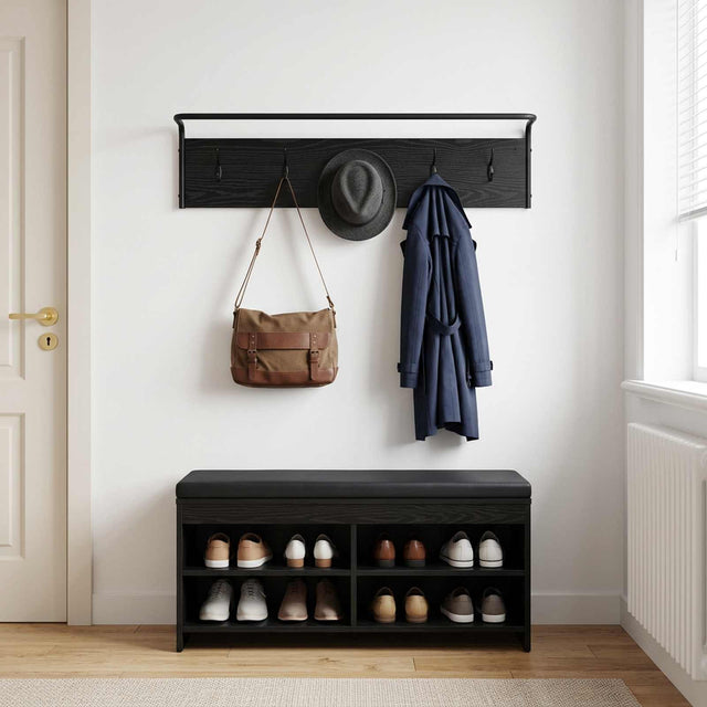 Vidaxl kapstok zwart eiken 100 x 30 x 25 cm bewerkt hout