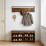 Vidaxl kapstok gerookt eiken 100 x 30 x 25 cm bewerkt hout