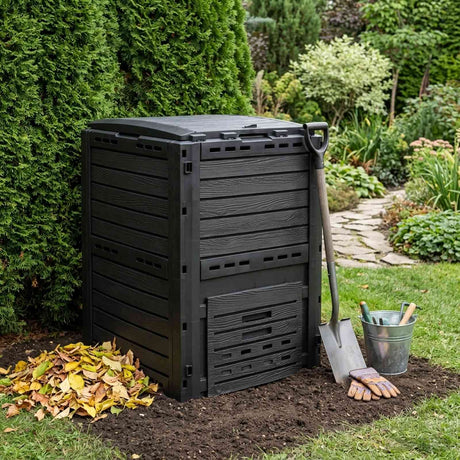 Vidaxl tuincomposter zwart 59,5 x 60 x 81,5 cm 280 l 100% pp