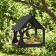 Vidaxl hangend vogelvoederhuisje staal zwart