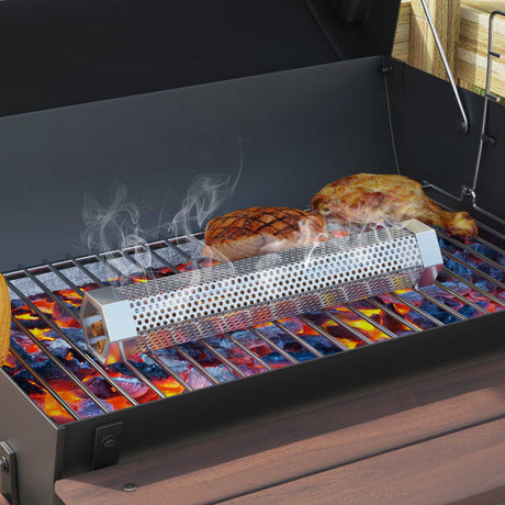 Vidaxl buiten grill ø 40 x 80 cm staal zwart