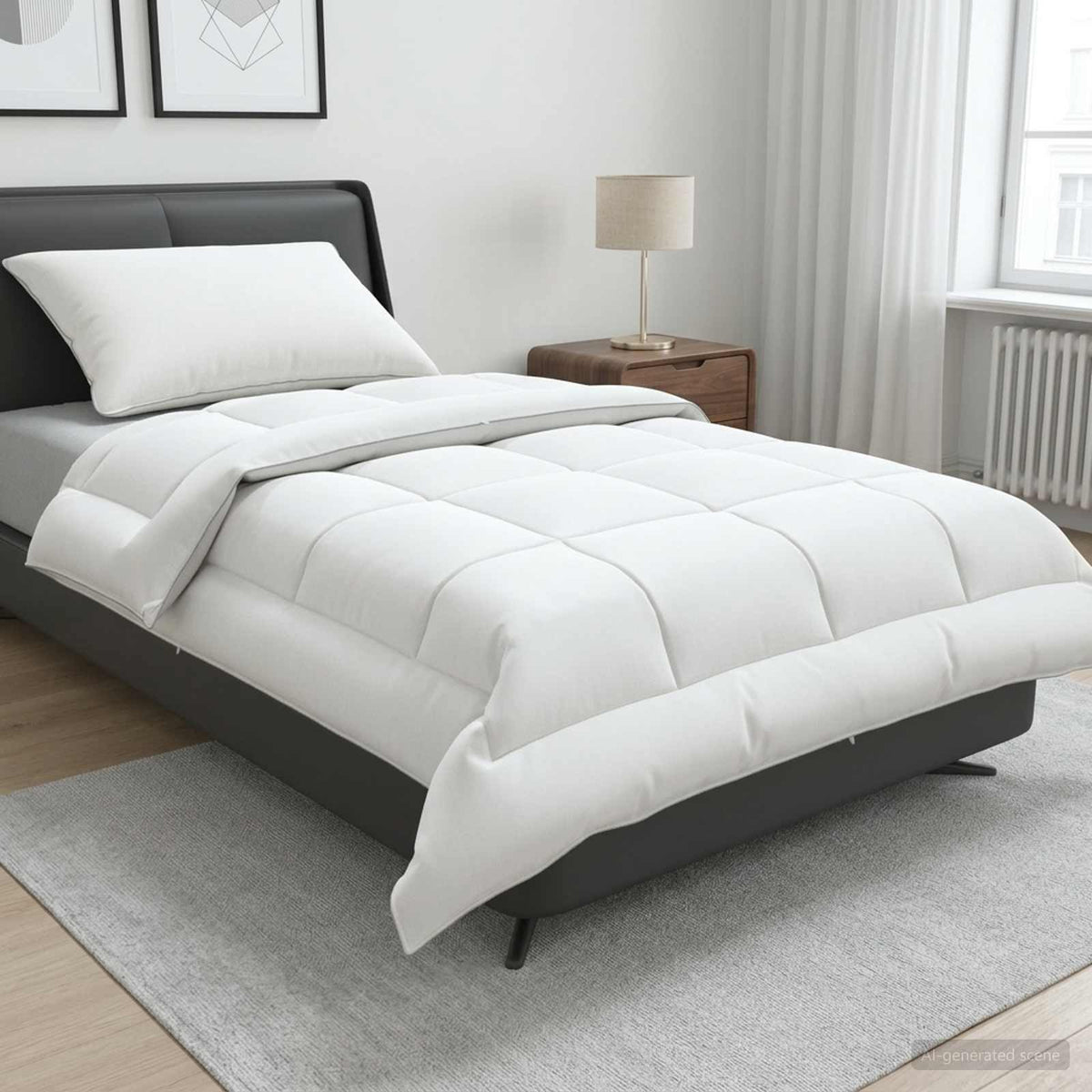 Vidaxl dekbed en kussen set 2 st 137x200 cm zomer 200 gsm wol wit
