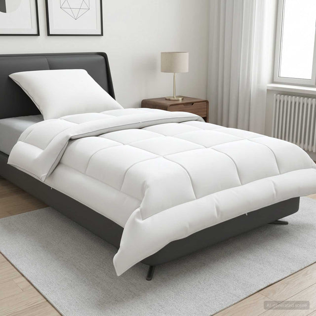 Vidaxl dekbed en kussen set 2 st 155x200 cm zomer 200 gsm wol wit