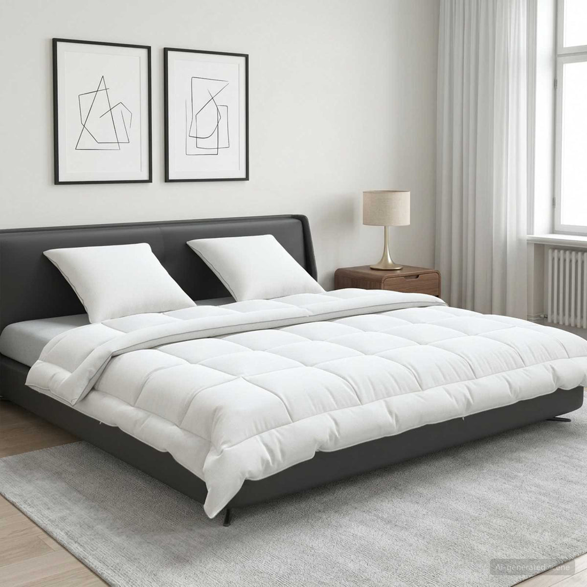 Vidaxl dekbed en kussen set 3 st 200x200 cm zomer 140 gsm wol wit