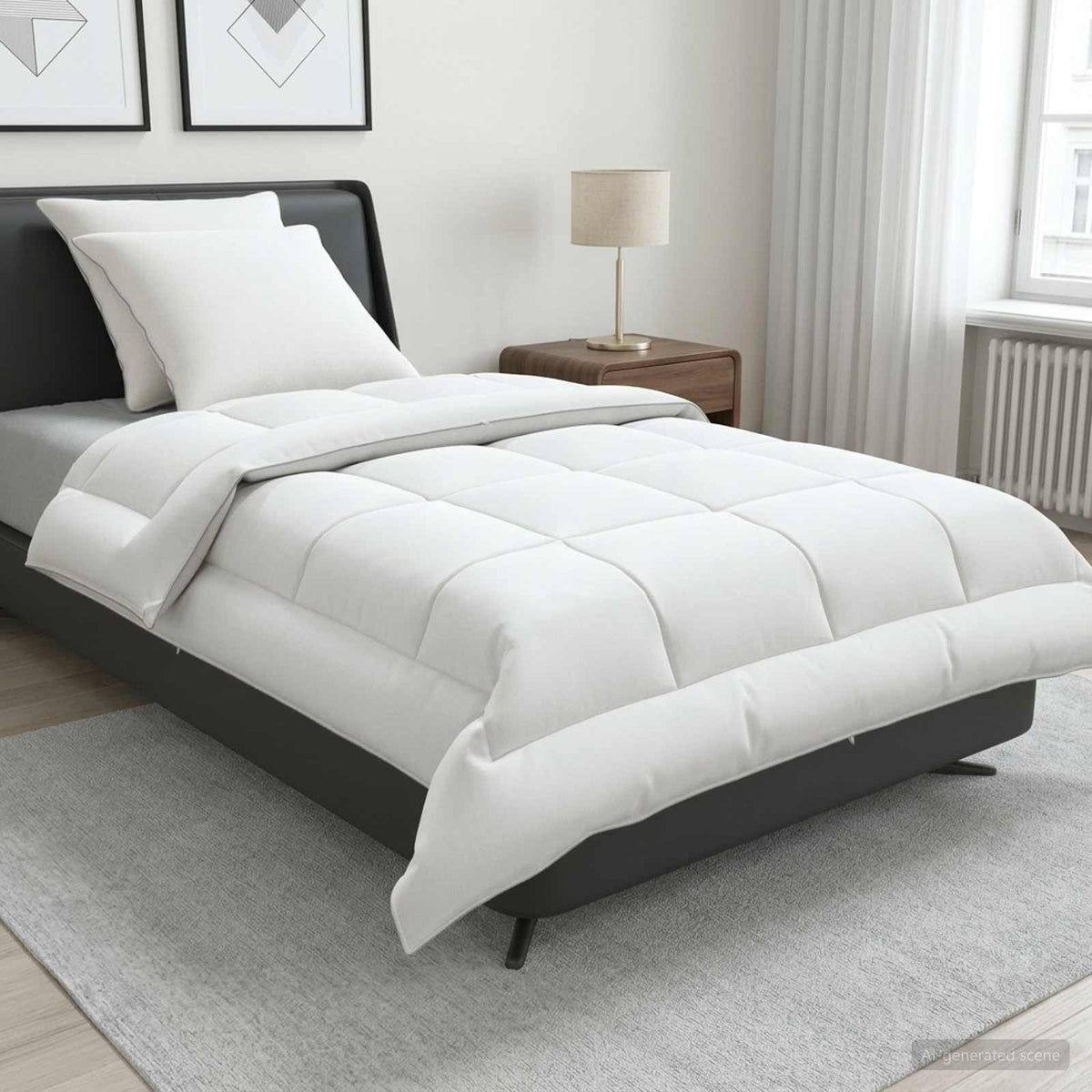 Vidaxl dekbed en kussen set 3 st 155x220 cm zomer 140 gsm wol wit
