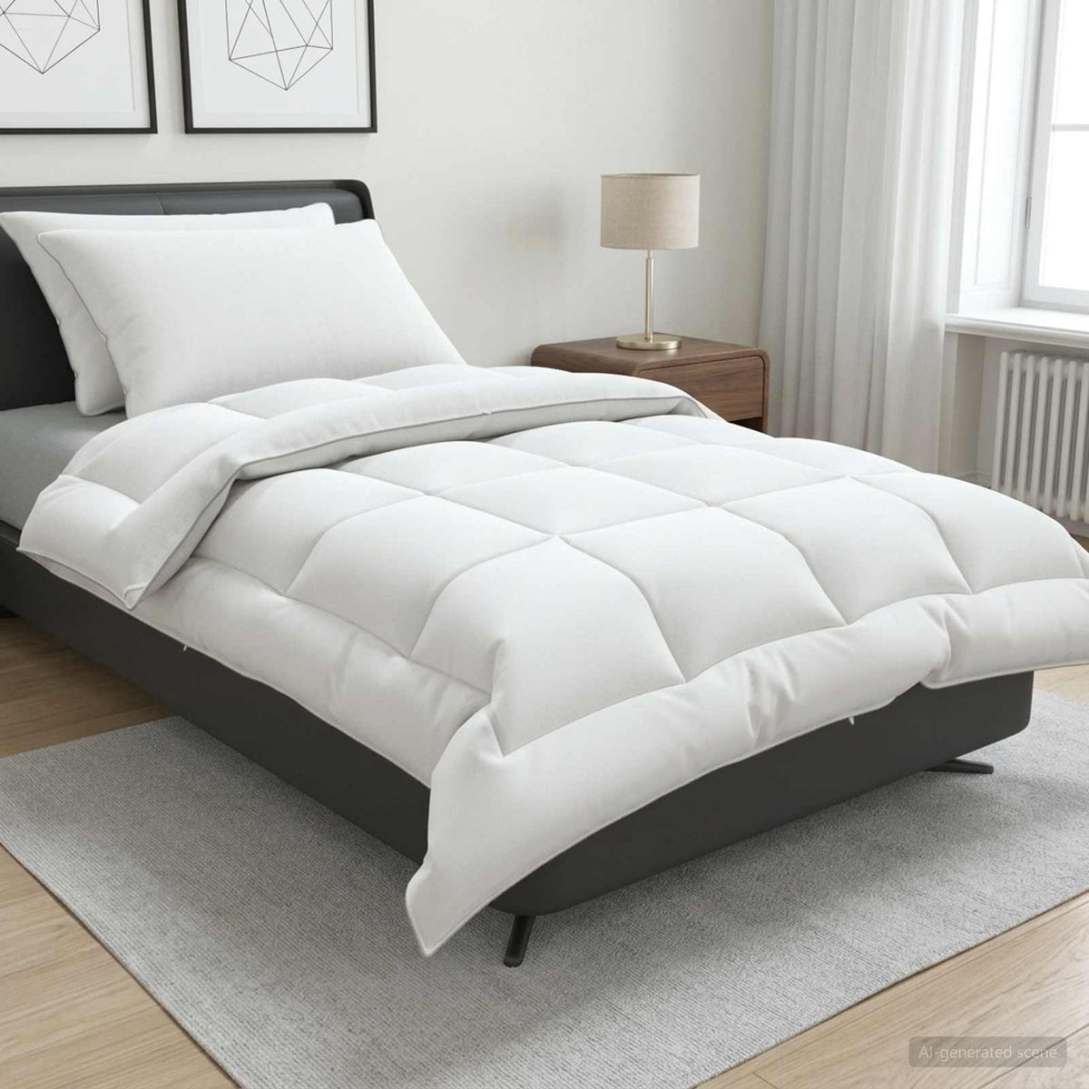 Vidaxl dekbed en kussen set 3 st 140x220 cm winter 450 gsm wol wit