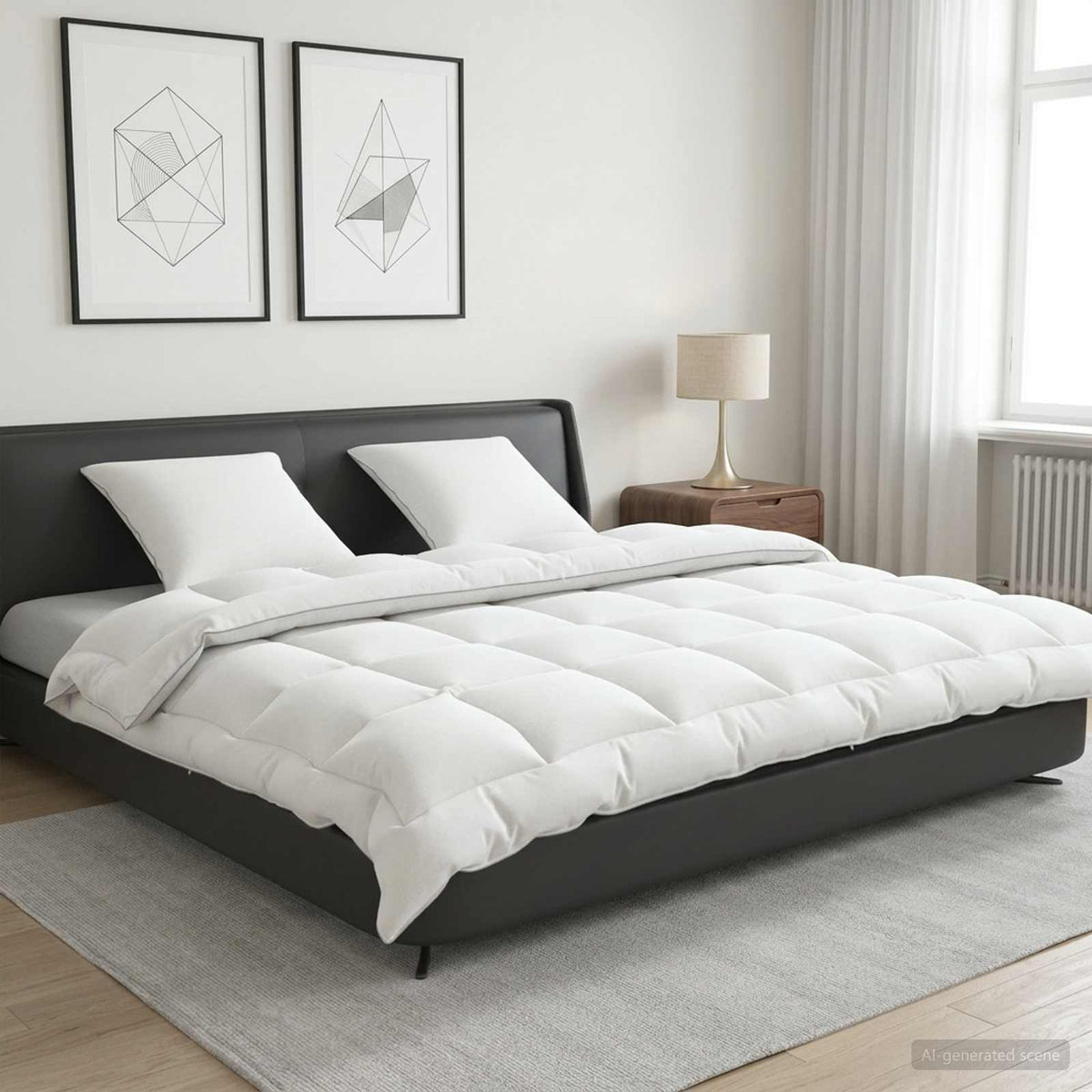 Vidaxl dekbed en kussen set 3 st 200x220 cm winter 450 gsm wol wit