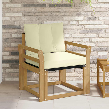 Vidaxl tuinbank massief acaciahout en textilene wit 63 x 75,5 x 73 cm