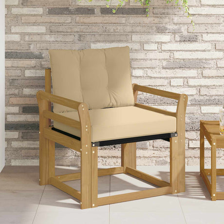 Vidaxl tuinbank massief acaciahout en textilene wit 63 x 75,5 x 73 cm