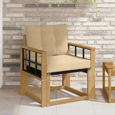 Vidaxl tuinbank massief acaciahout en textilene wit 63 x 71 x 73 cm