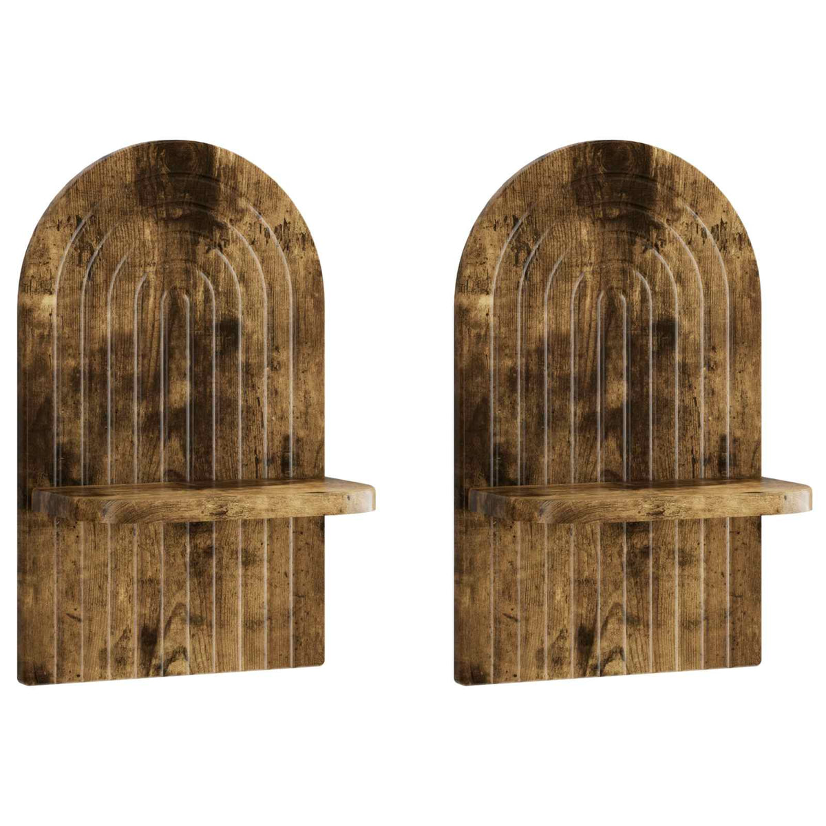 Vidaxl wandplank 2 st gerookt eiken 23 x 13,5 x 37,5 cm bewerkt hout