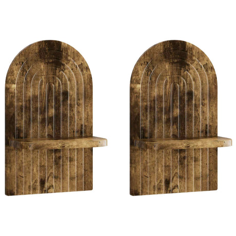 Vidaxl wandplank 2 st gerookt eiken 23 x 13,5 x 37,5 cm bewerkt hout