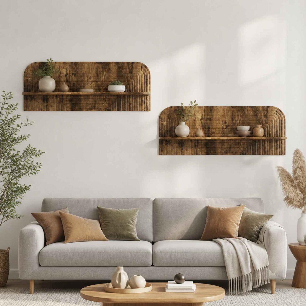Vidaxl wandplank 2 st gerookt eiken 102 x 13,5 x 37,5 cm bewerkt hout