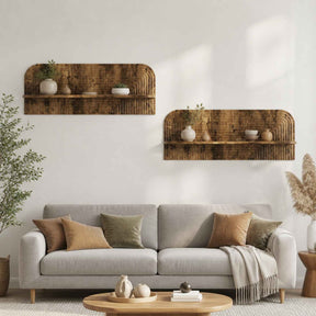 Vidaxl wandplank 2 st gerookt eiken 102 x 13,5 x 37,5 cm bewerkt hout