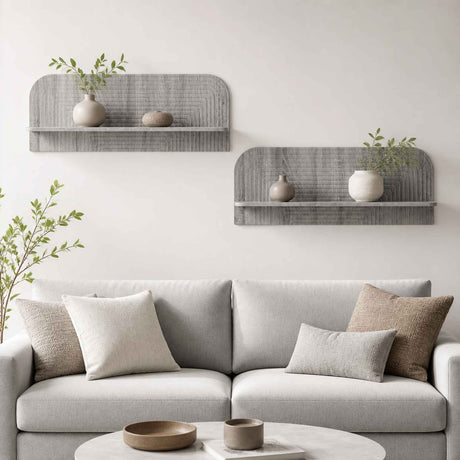 Vidaxl wandplank 2 st grijs sonoma 102 x 13.5 x 37.5 cm bewerkt hout