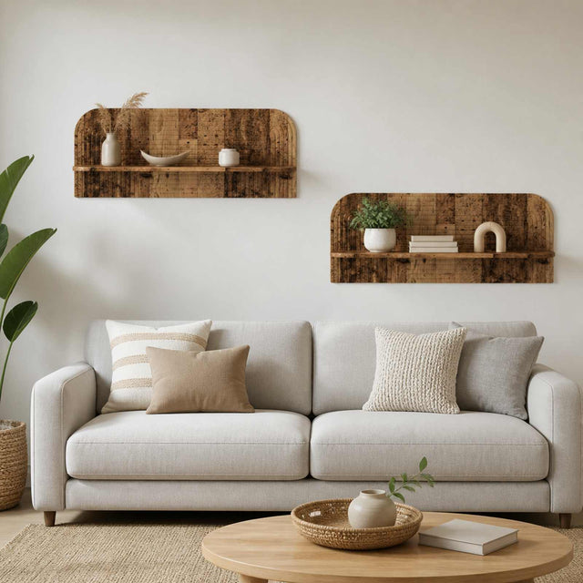 Vidaxl wandplank 2 st oud hout 102 x 13,5 x 37,5 cm bewerkt hout