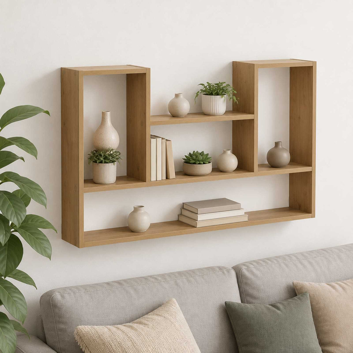 Vidaxl wandplank artisanaal eiken 100 x 17 x 60 cm bewerkt hout