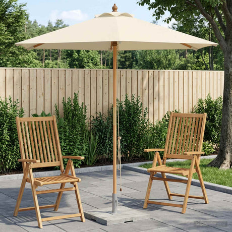 Vidaxl tuinparasol ø 240 x 237 cm massief eucalyptushout crèmewit