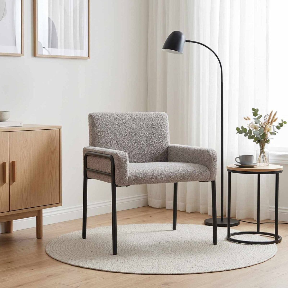 Vidaxl accentstoel lichtgrijs bouclé