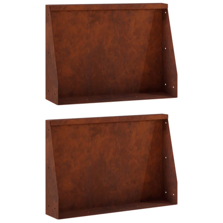 Vidaxl keerwand 2 st 60 x 12 x 50 cm weervast staal roestkleurig