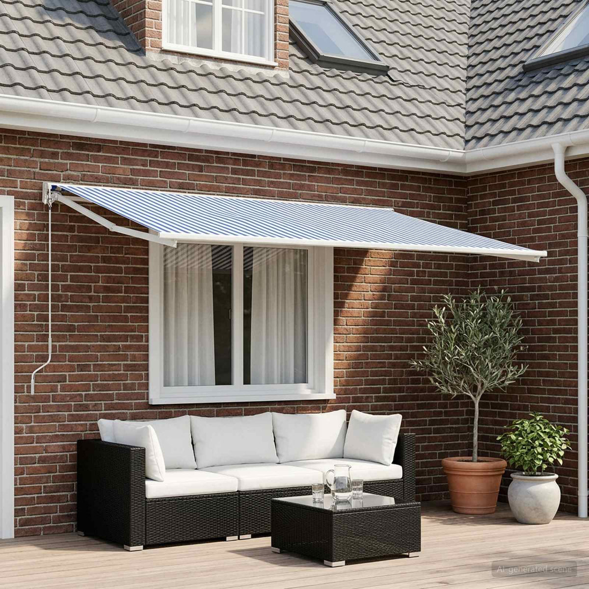 Vidaxl vervangingsdoek voor zonnescherm blauw en wit 400 × 350 cm