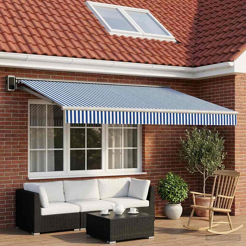 Vidaxl vervangingsdoek voor zonnescherm blauw en wit 450 × 300 cm