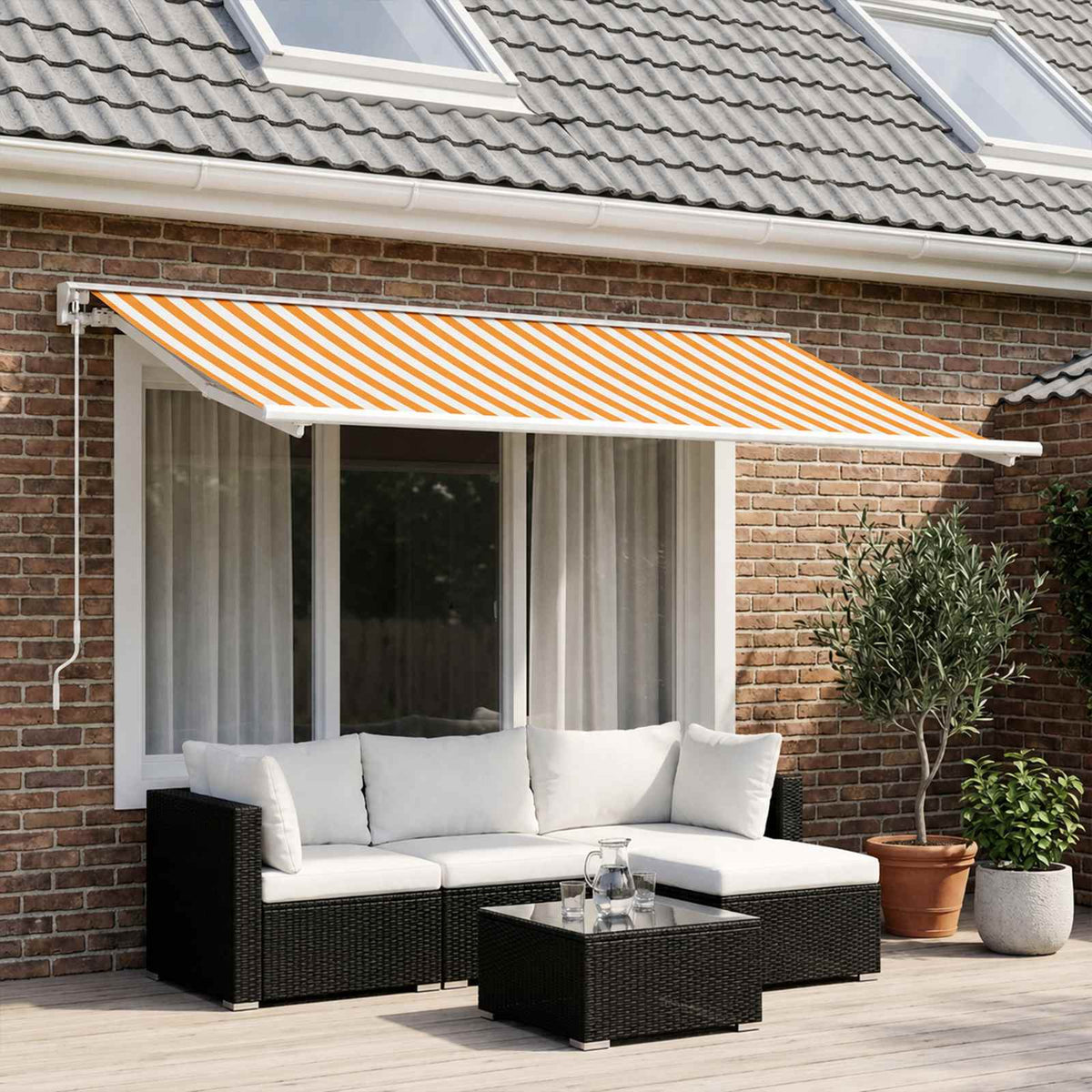 Vidaxl vervangingsdoek voor zonnescherm geel en wit 400 x 200 cm