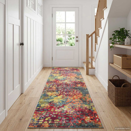 Vidaxl vloerkleedloper lesaka kleurrijk 100 x 350 cm diamantvelours