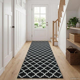 Vidaxl vloerkleedloper lesaka zwart en wit 80 x 150 cm diamantvelours