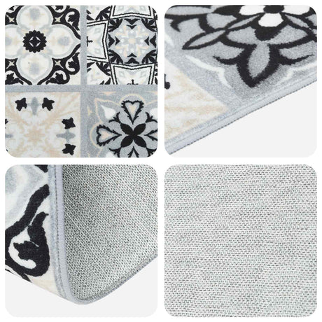 Vidaxl vloerkleedloper oriz 1150 gsm grijs en zwart 100% polyestervilt