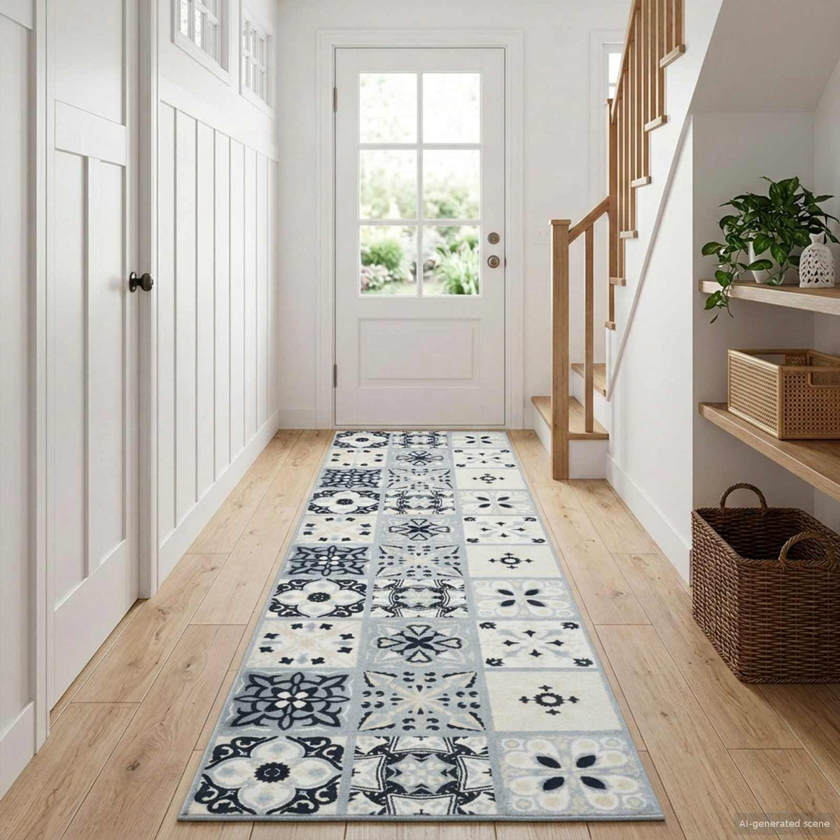 Vidaxl vloerkleedloper oriz 1150 gsm grijs en zwart 100% polyestervilt