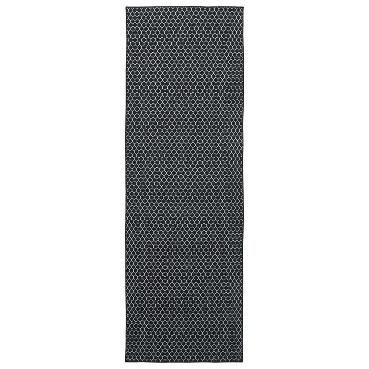 Vidaxl vloerkleedloper oriz 1150 gsm zwart gaaspatroon