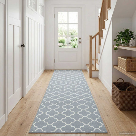 Vidaxl vloerkleedloper oriz 1150 gsm grijs en wit 100% polyestervilt