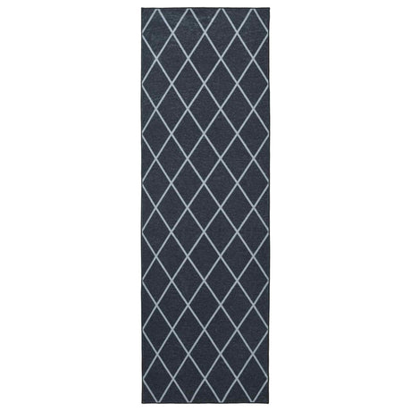 Vidaxl vloerkleedloper oriz 1150 gsm zwart gaaspatroon