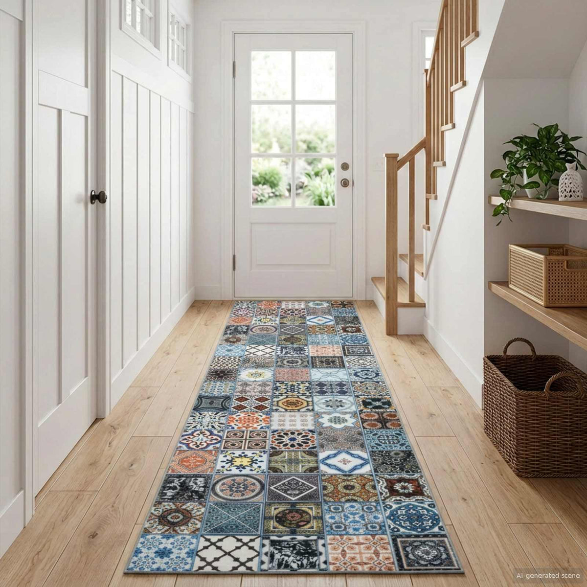 Vidaxl vloerkleedloper oriz 1150 gsm blauw 100% polyestervilt