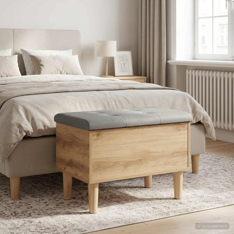 Vidaxl opbergbank met kussen artisanaal eiken 62 x 42 x 46 cm