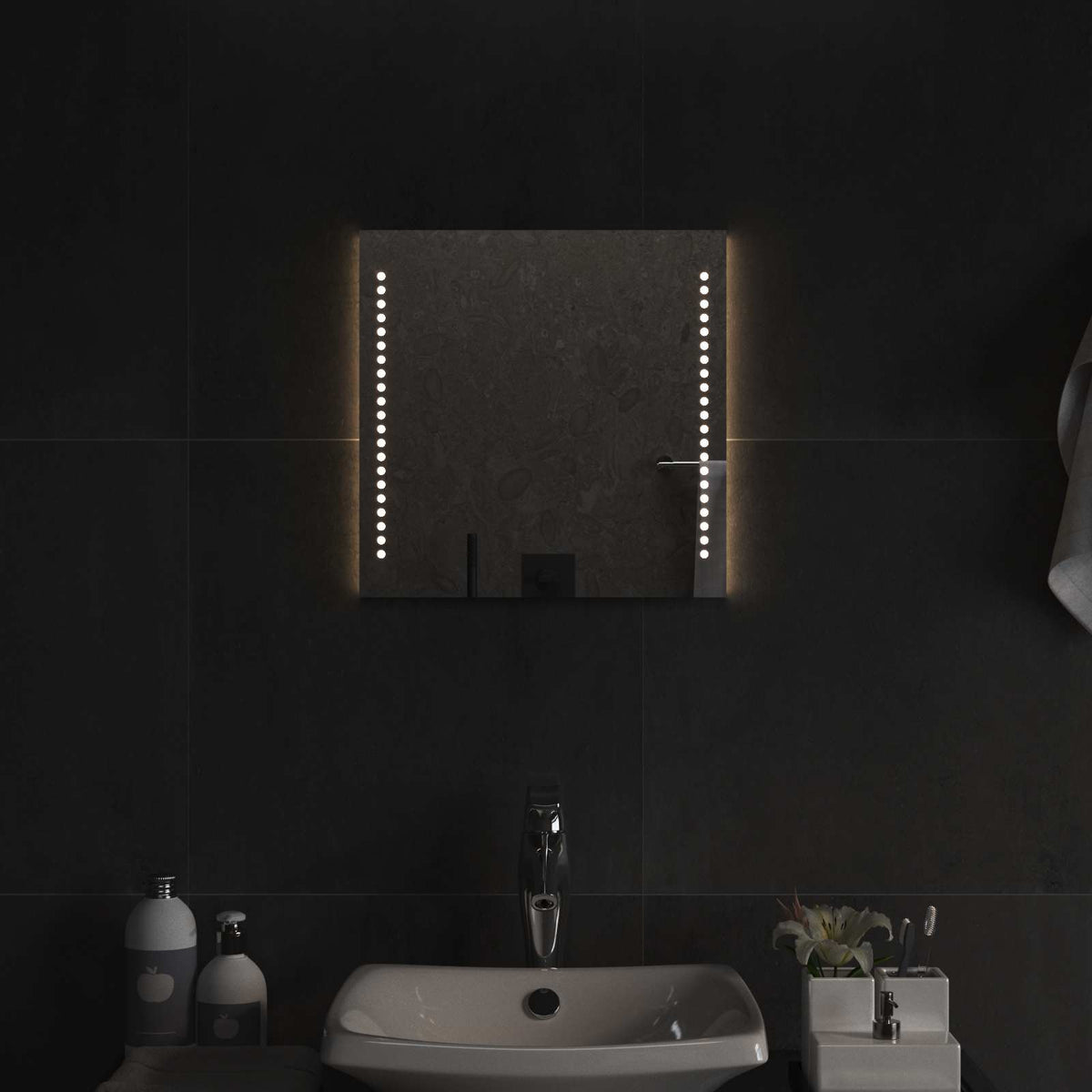 Vidaxl led badkamer spiegel transparant 40 x 40 cm gehard glas