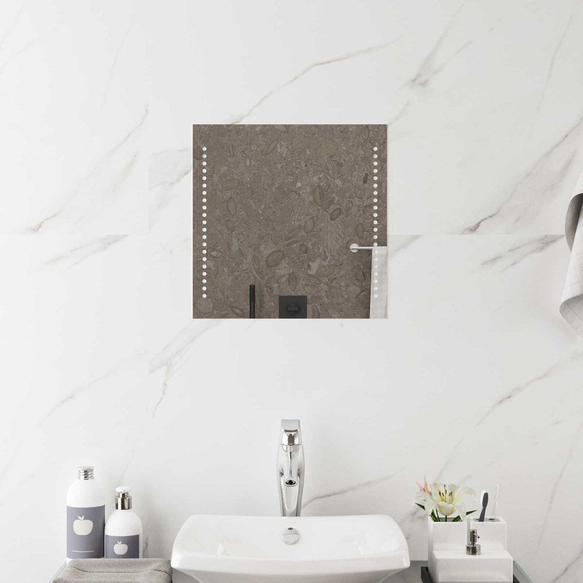 Vidaxl led badkamer spiegel transparant 40 x 40 cm gehard glas
