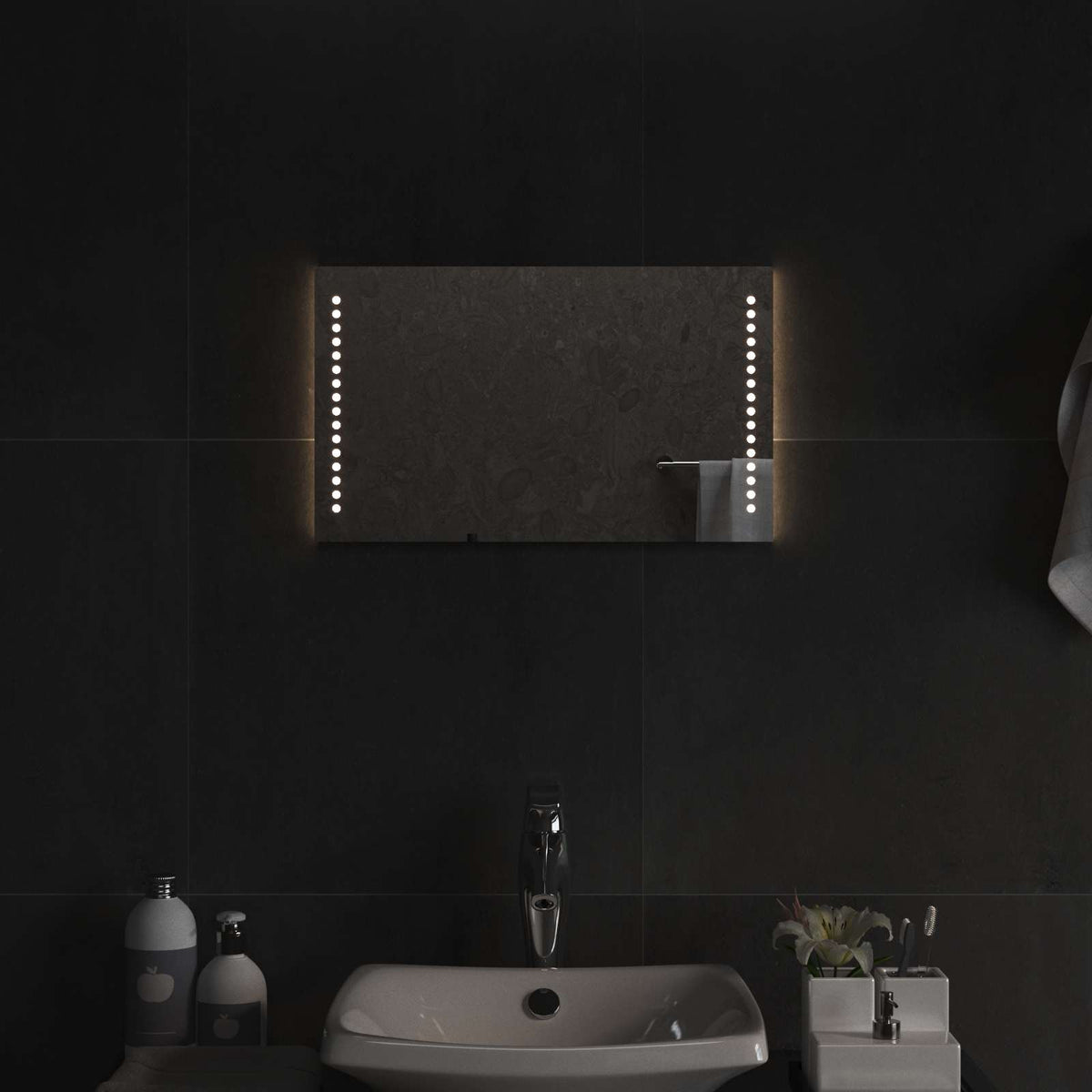 Vidaxl led badkamer spiegel doorzichtig 50 x 30 cm gehard glas
