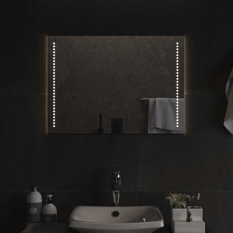 Vidaxl led badkamer spiegel doorzichtig 70 x 50 cm gehard glas