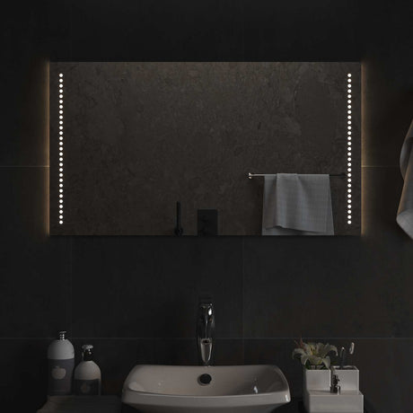 Vidaxl led badkamer spiegel doorzichtig 90 x 50 cm gehard glas