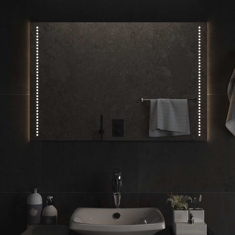 Vidaxl led badkamer spiegel doorzichtig 90 x 60 cm gehard glas
