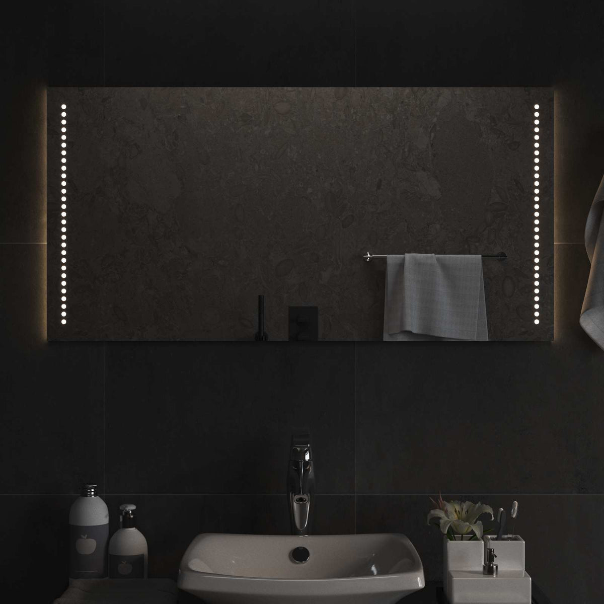 Vidaxl led badkamer spiegel doorzichtig 100 x 50 cm gehard glas