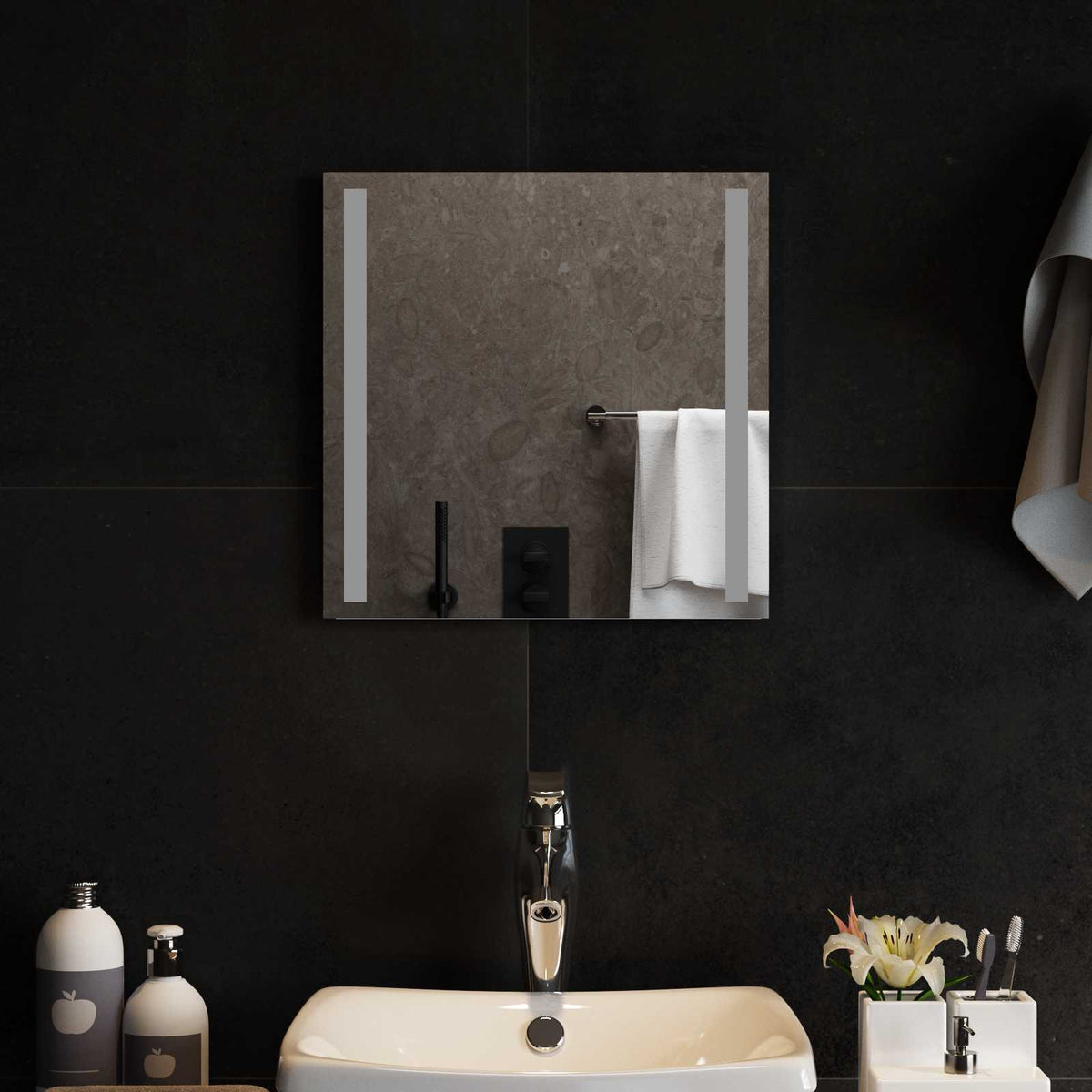 Vidaxl led badkamer spiegel transparant 40 x 40 cm gehard glas