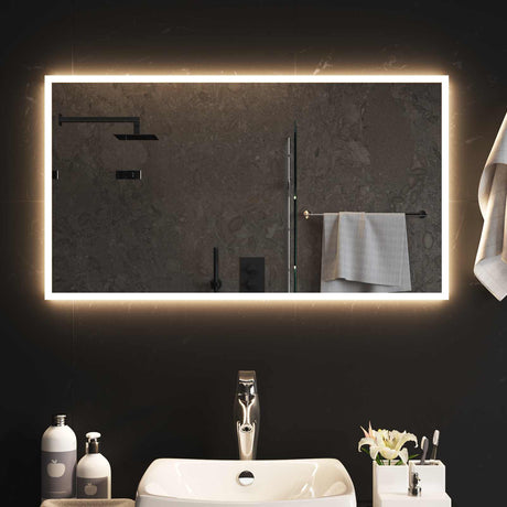 Vidaxl led badkamer spiegel transparant 90 x 50 cm gehard glas
